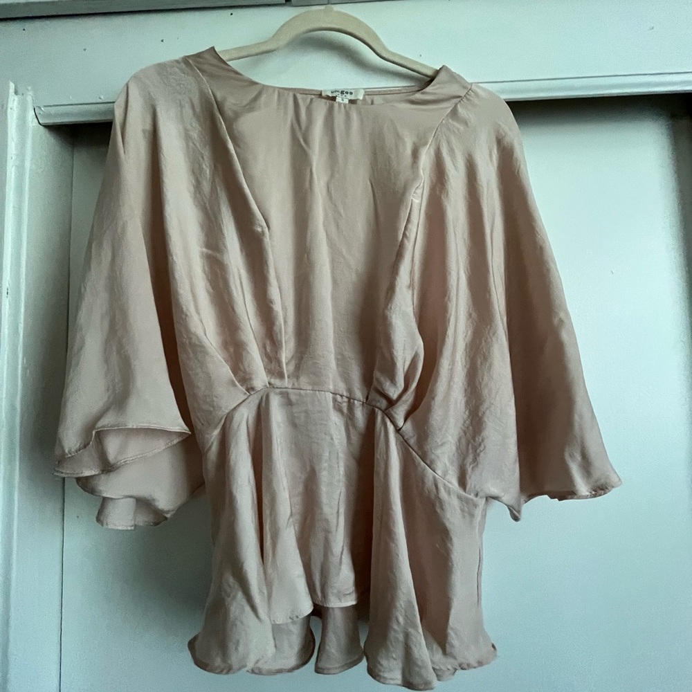 Silky Peach Peplum Blouse